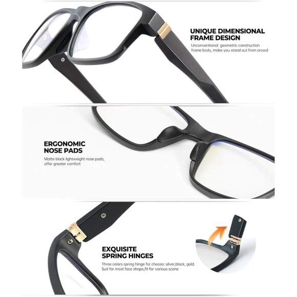Unisex Gold Sleek Frame HD Lens Digital Interface With Futuristic Smart Glasses - Picture 3 of 7